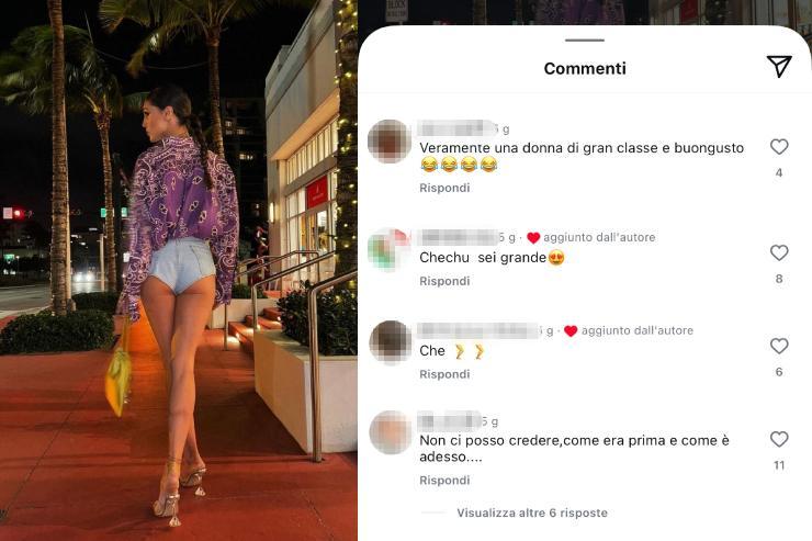 Cecilia Rodriguez sui social e commenti sul suo profilo